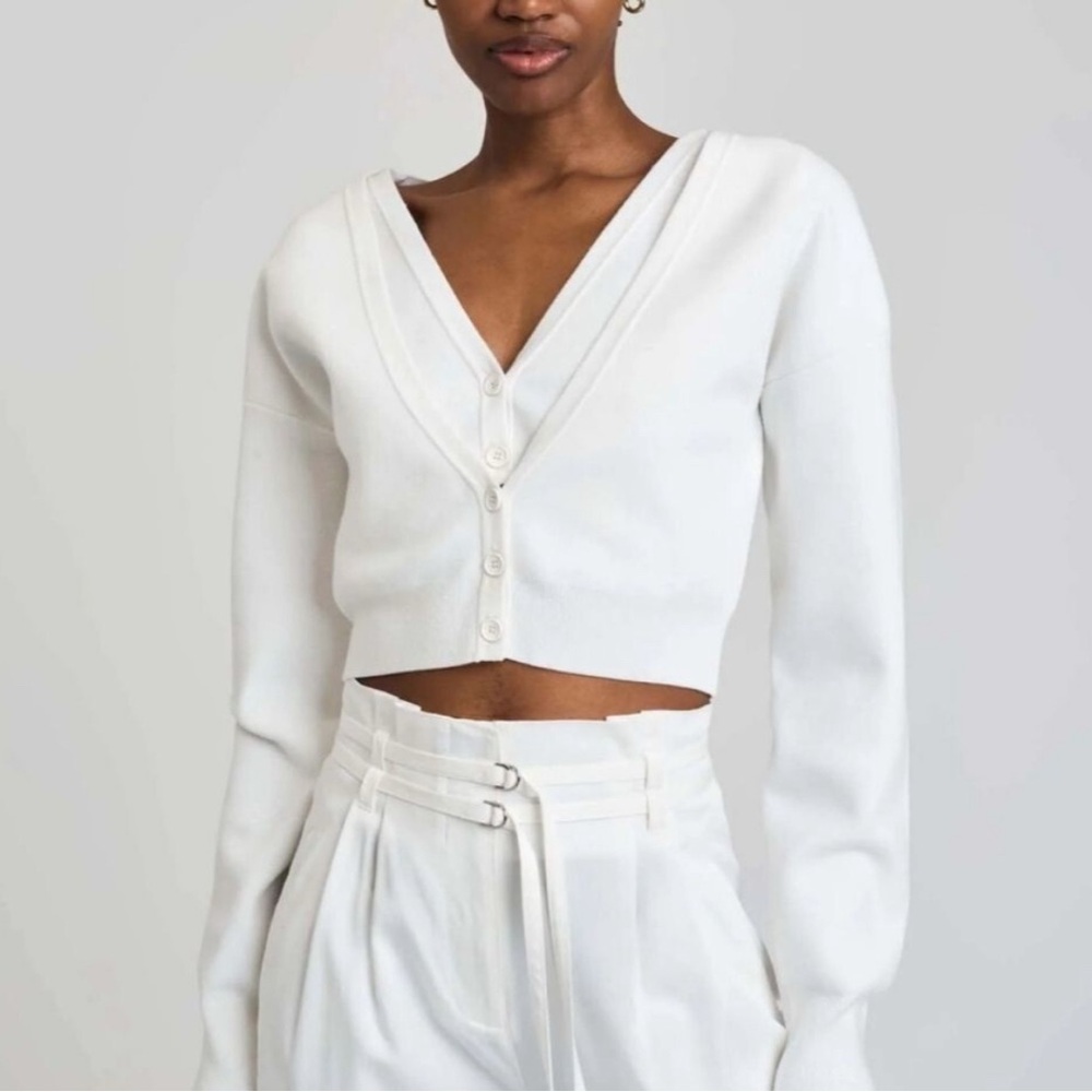 Derek Lam White Cropped Cardigan